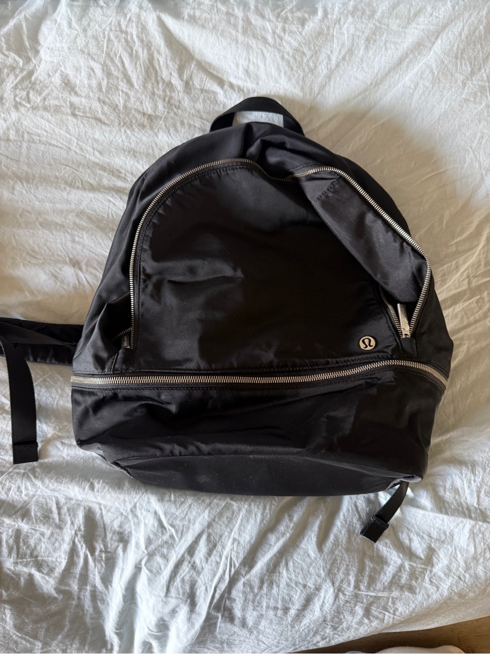 lululemon athletica Black Nylon Zip-Front Backpack